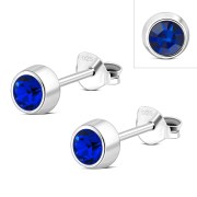 Sapphire CZ Silver Stud Earrings, e426st